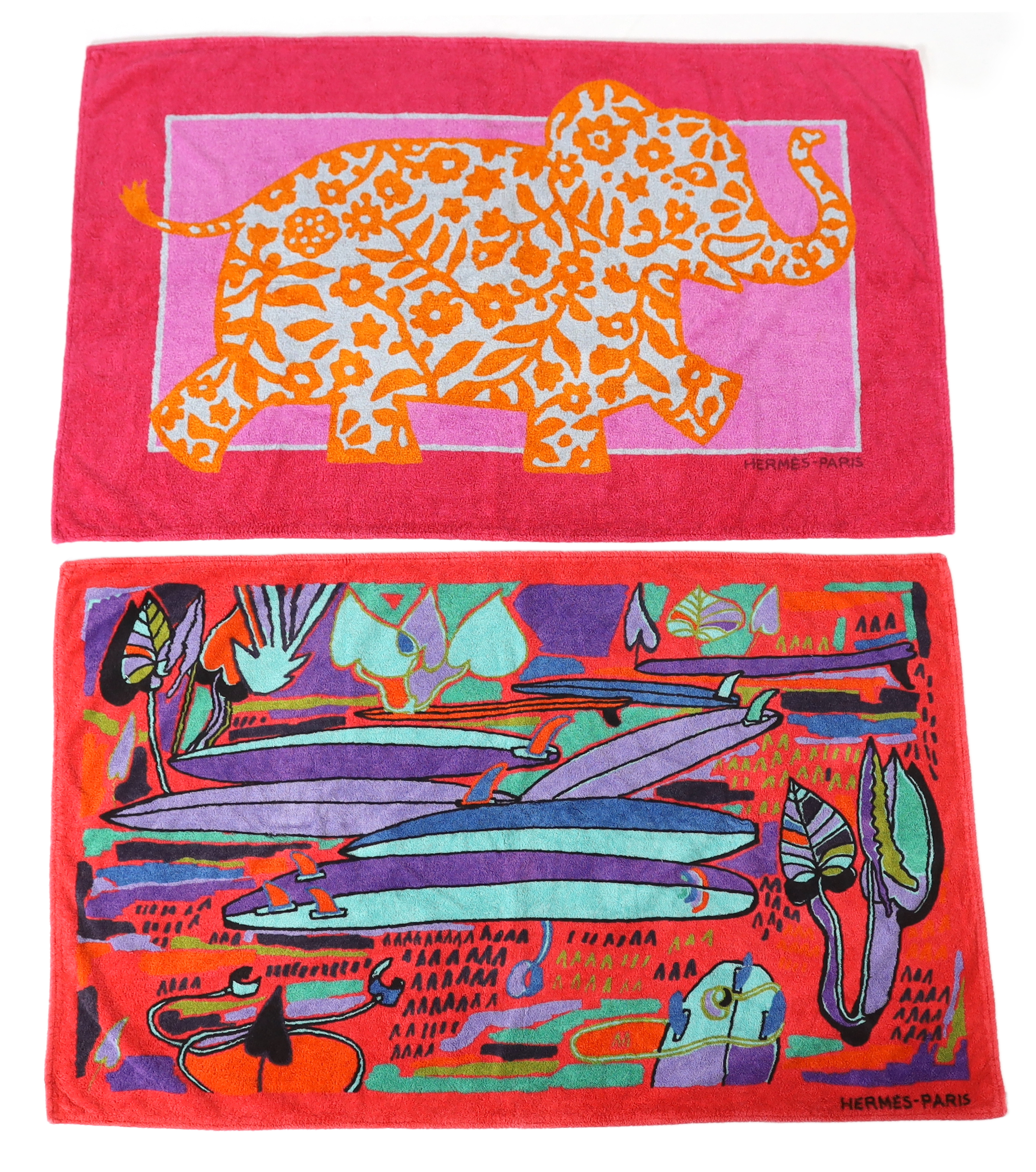 Two Hermès beach towels, 146cm x 88cm